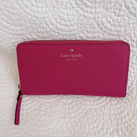 kate spade Handbags - Kate Spade Hot Pink Saffiano Leather Wallet
